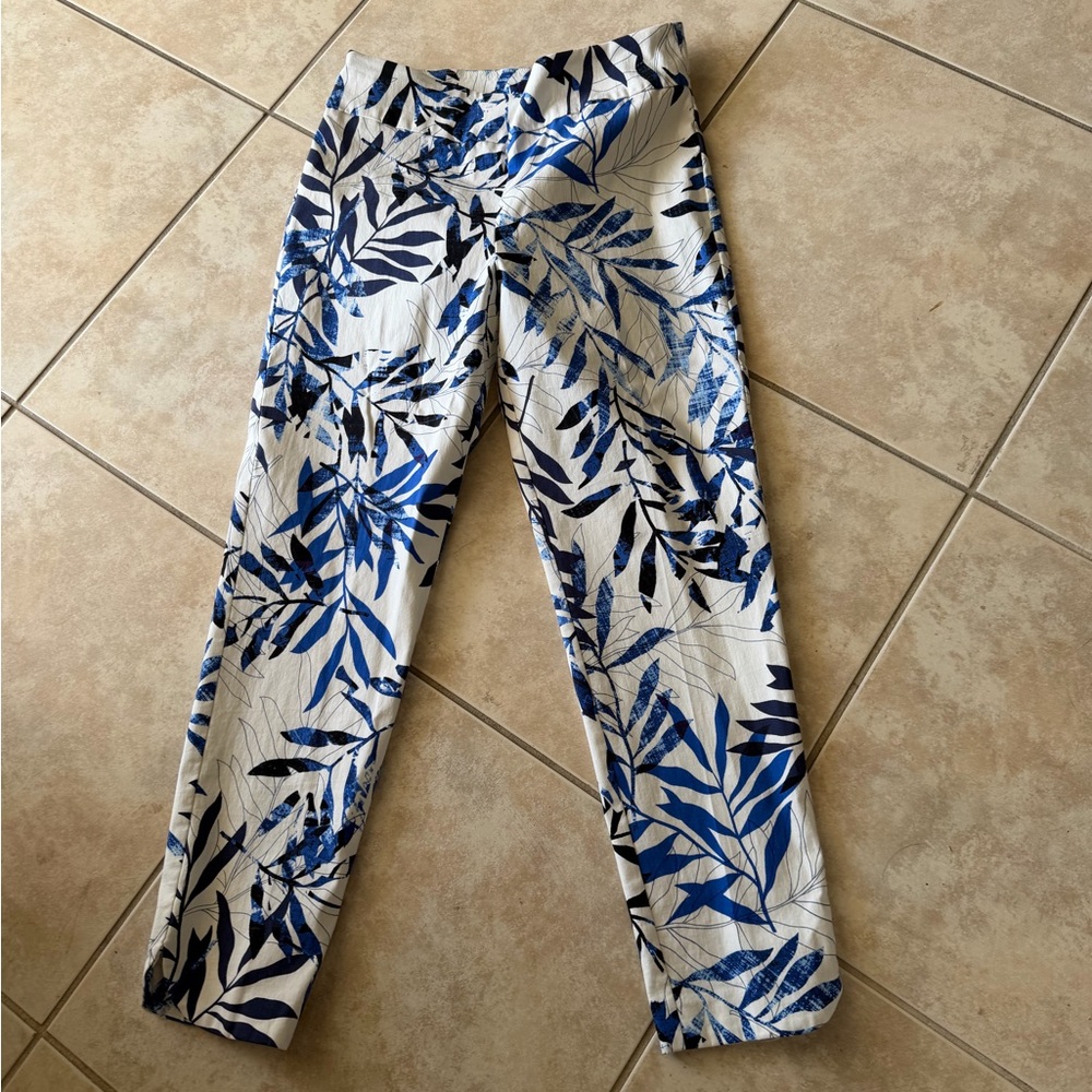 Joseph Ribkoff Blue and White Patterned Pants